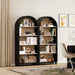64" Tall Black Arched Bookcase, 5 Tiers Arch Bookshelf with Open Display Shelves, Wood Farmhouse Bookshelf with Storage,College Dorm Room Essential,Modern Book Shelf for Office, Study