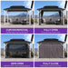 8' X 12' Hardtop Gazebo Metal Double Roof White Aluminum Frame Outdoor Heavy Duty Gazebo with Curtain and Netting for Patio Garden and Backyard, Grey