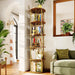 5 Tier Rotating Bookshelf Tower, Revolving Bookcase, 360° round Spinning Book Shelf, Narrow Swivel Bookshelves Vertical Turning Corner Bookshelf Organizer for Bedroom, Living Room, Gold & Brown