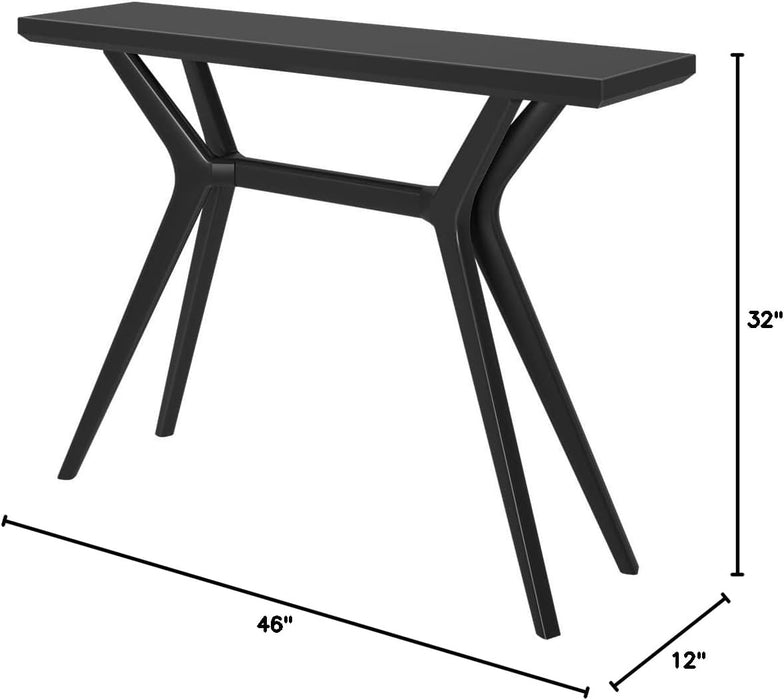 Verso Console Table, 46 Inch Solid Wood Modern Sofa Table, Narrow Entryway Table for Hallway, behind the Couch, Living Room, Foyer, Black