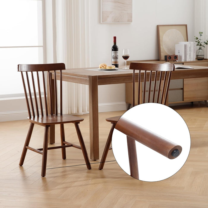 Windsor Dining Chairs Farmhouse Dining Chairs Set of 4 Modern Wood Kitchen Chairs Mid Century French Country Spindle Chair for Dinning Room Kitchen Restaurant Bar Canteen Library, Walnut