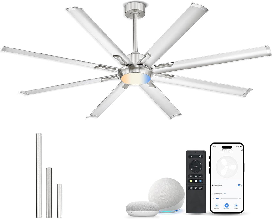 72 Inch Industrial Style Brushed Nickel Ceiling Fan