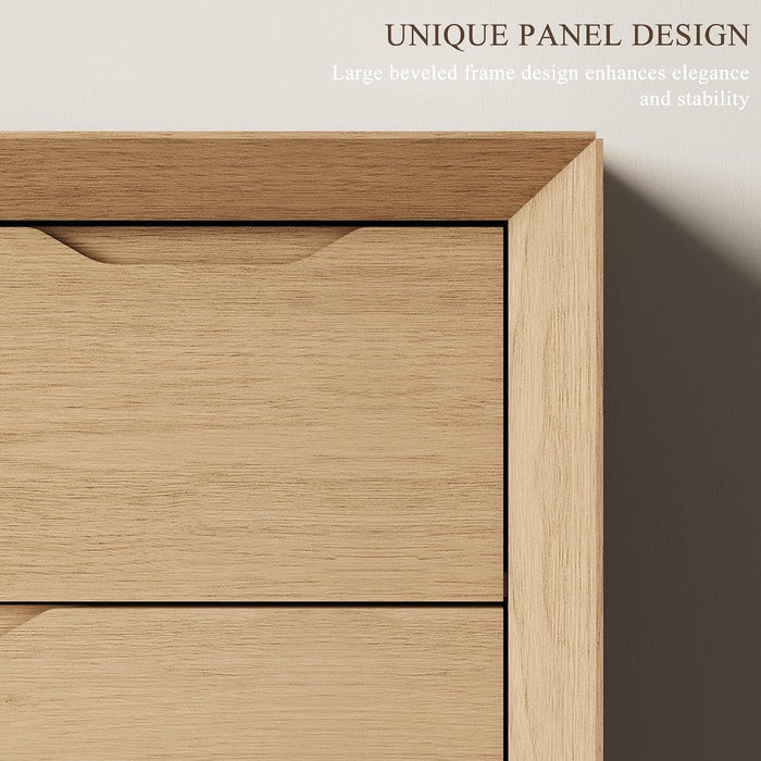 Natural 6 Drawer Dresser for Bedroom, 47.4" Tall Chest of Drawers
