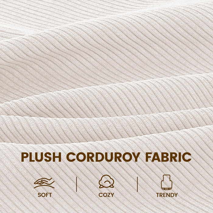 Sofa Accent Chair for Living Room, Corduroy High Back Lounge with Side Pockets Reading Armchairs for Nursing Bedroom Home Movie Theater Beige