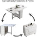 Folding Dining Table with Storage, Kitchen Table for Small Spaces | Foldable, Drop Leaf, Movable, 4 Wheels, Space Saving, Extendable, Marble Texture Top, for Apartment Kitchen Living Room White