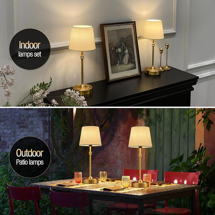 Cordless Table Lamp 4000mAh Stepless Dimmable Gold