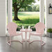 Tulip 3-Piece Outdoor Chair and Side Table Set, Retro Metal Patio Conversation Sets, Pink