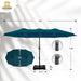 15Ft Patio Umbrella, Base Included, Rectangular, Cerulean | Outdoor, Table, Large, 15, Rectangle, Double, Pool, Stand, Clearance, Outside, Triple, Shade, Sun