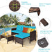 Patio Corner Sofa Set 3 Piece, Outdoor Rattan Sofa Set, Includes Lounge Chaise, Loveseat & Coffee Table, Patio Garden Poolside Lawn Backyard Furniture