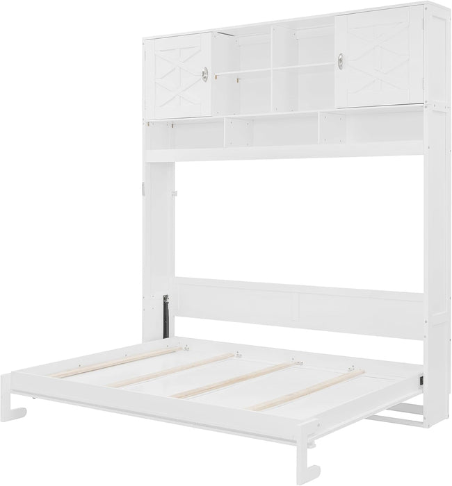 Queen Murphy Wall Bed With HydraulicLiftStorageCabinet
