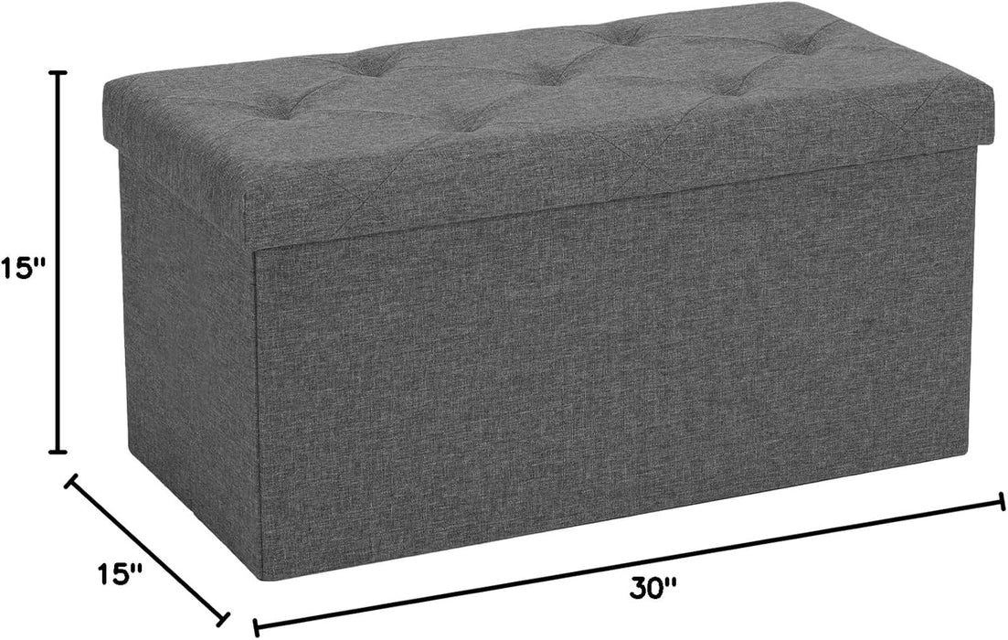 30 Inches Folding Storage Ottoman Bench, End of Bed Foot Rest Stools Ottoman Storage Chest with Padded Seat for Bedroom, Living Room, Entryway, Holds up to 660 Lb, Grey