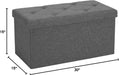 30 Inches Folding Storage Ottoman Bench, End of Bed Foot Rest Stools Ottoman Storage Chest with Padded Seat for Bedroom, Living Room, Entryway, Holds up to 660 Lb, Grey