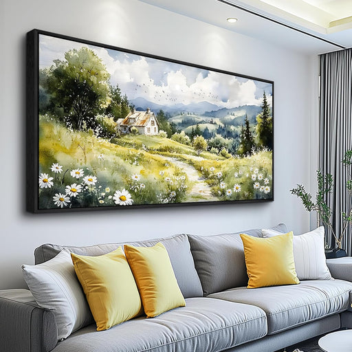 Black Framed Canvas Wall Art for Living Room Wall Decor for Bedroom Office Pastoral Scenery Paintings Modern Wall Pictures Artwork Room Aesthetic Home Decor 20X40 In