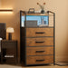 Nightstand Dresser Featuring LED Lights Rustic Brown