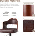 Swivel Bar Stools Set of 3,Bentwood Adjustable Height Barstools | Upholstered Seat,Easy-Clean PU Leather,Back& Footrest, Mid Century Modern Bar Chair for Counter, Kitchen Island, Brown