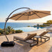Outdoor Patio Umbrella with Base Included, 12 FT Deluxe Curvy Cantilever Umbrella Heavy Duty Offset Hanging Umbrella with 360° Rotation for Market, Pool, Garden, Backyard, Deck (Beige)