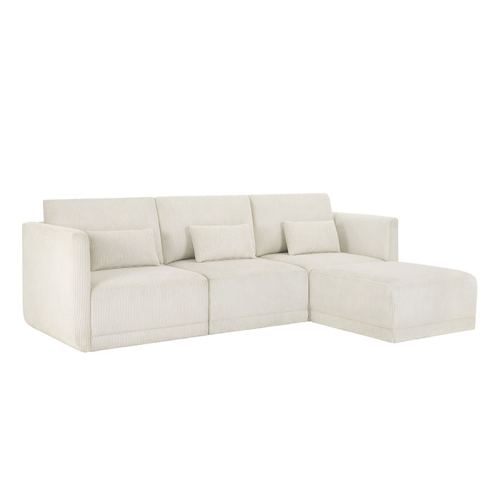 Drew Modular Sectional Sofa with Ottoman by Drew Barrymore, Vanilla Cord