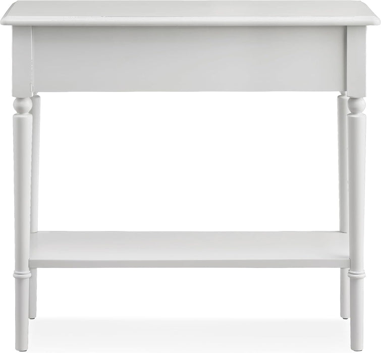 Coastal Console Table, Solid Wood, 2 Storage Drawers, Bottom Display Shelf, Narrow Depth, Easy-Assembly, for Living Room/Hallway, Orchid White, 30.0 In. W X 11.0 In. D X 28.0 In. H, 2027-WT