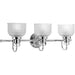 Archie Collection Three-Light Polished Chrome Clear Double Prismatic Glass Coastal Bath Vanity Light