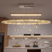 32 Inch Silver Crystal Butterfly Chandelier, Adjustable Hanging Linear Chandeliers, Oval Rings Chandelier for Dining Room, Living Room, Foyer