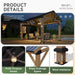 10' X 12' Outdoor Wood Gazebo, Hardtop Gazebo Permanent Wooden Pavilion with Gable Galvanized Steel Roof for Patio, Garden, Backyard, Natural