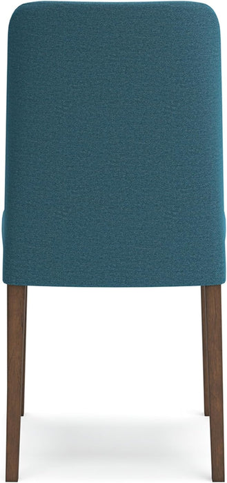 Lyncott Contemporary Dining Room Upholstered Side Chair with Foam Cushion, 2 Count, Blue & Brown