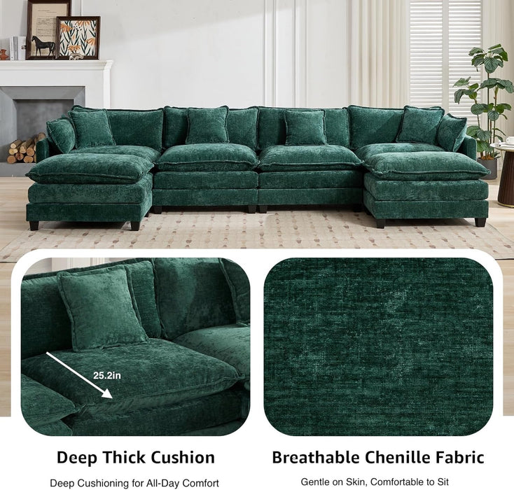 78Inch Green Modular Chenille Sectional Sofa Collection