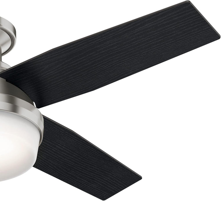 Fan Dempsey Low Profile Ceiling Fans with Lights and Remote, Flush Mount Ceiling Fan with Lights, Metal, Brushed Nickel Finish, 44 Inch LED