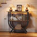 3 Tier Console Table with Storage 30" Height Entryway Table with Open Shelves Industrial Sofa Table behind Couch for Living Room Hallway Entrance (Rustic Brown)