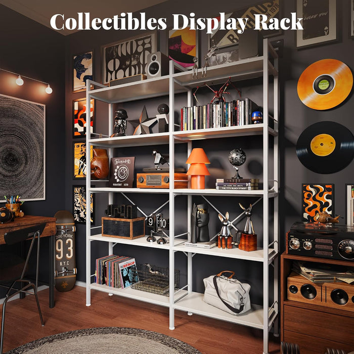 White L Shaped Corner Bookshelf HeavyDuty Oversized