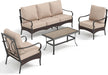 Outdoor Modern Patio Furniture Set, Upgraded Wicker&Metal Patio Furniture Conversation Set with Waterproof Thick Cushions for Porch, Poolside, Deck, and Yard (4 Pieces,Beige)