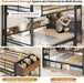 Twin over Twin Bunk Bed with 6 Storage Drawers,Led Lights and Charging Station Metal Bunk Beds with Side Bookcase,3 Storage Boxes &Shelf,L-Shaped Bunk Bed with Safety Guardrail and Ladder,Black