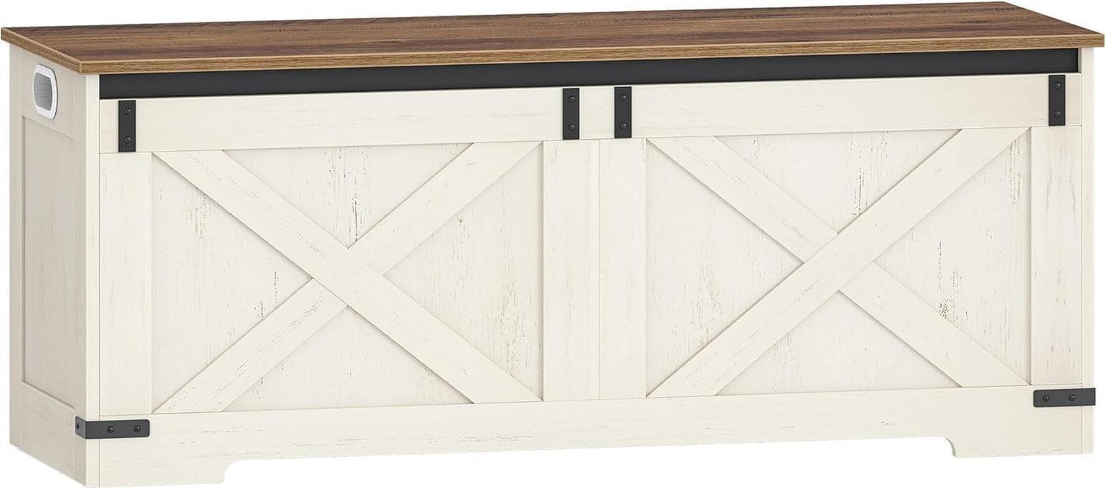 FortySevenPointTwoInch LiftTop Storage Chest White Brown Bench