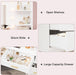 61" Vanity Desk with Mirror & Lights, White Makeup Dressing Table with 8 Drawers & 2 Shelves, 3 Lighting Modes with Adjustable Brightness for Bedroom, White