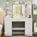Vanity Desk with Mirror and Lights, Makeup Vanity Desk with 9 Drawers & 6 Shelves, Make up Vanity, Dressing Table with Touch Screen Mirror & Power Outlet, White Vanity for Girls Women, Bedroom