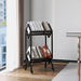 Bookshelf Book Rack Industrial Metal Bookcase 2 Tier Holder with Wheels Modern Stylish Design Magazines Files Album Recipe Book Storage Organizer for Sofa End Bed Beside