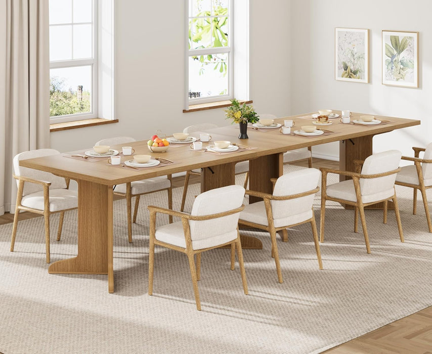 71" Large Dining Table for 6 to 8 People, Modern Dinner Table with Unique Wooden Legs, Rectangle Dining Table for Kitchen, Dining Room & Living Room, Oak