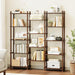 Wooden Triple Wide Bookshelf, 5-Tier Large Open Bookcase, Walnut