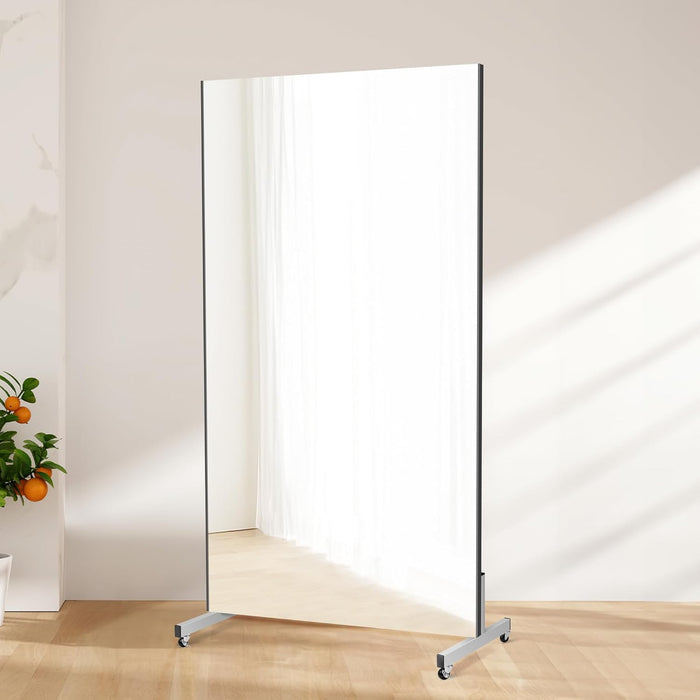71" X 31" Oversized Mirror on Wheels Black Glassless 360°Huge Dancing Rolling Dance Studio Full Length Standing for Home Gym Workout Large (Black Rolling Mirror 71" X 31", Large)