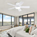 42 Inch White Ceiling Fans with Lights and Remote, LED Low Profile Flush Mount Ceiling Fan for Bedroom, Living Room, Patio, Quiet DC Motor, 5 Blades