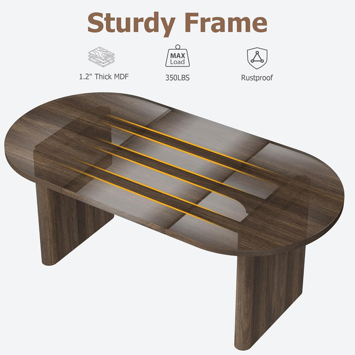 Oval Dining Table 70Inch Double Pedestal BrownFinish