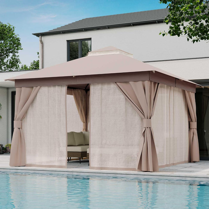 12x12 Ft Outdoor Gazebo WeatherResistant Mosquito Netting