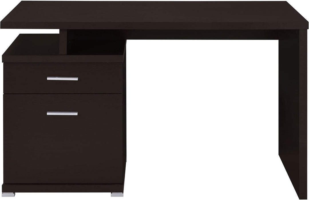 Home Furnishings - Irving - Engineered Wood - 47-Inch 2-Drawer Computer Desk with File Cabinet, Rectangular Desk with Smooth Top, and Plastic Glides - Home Office - Cappuccino - 800109
