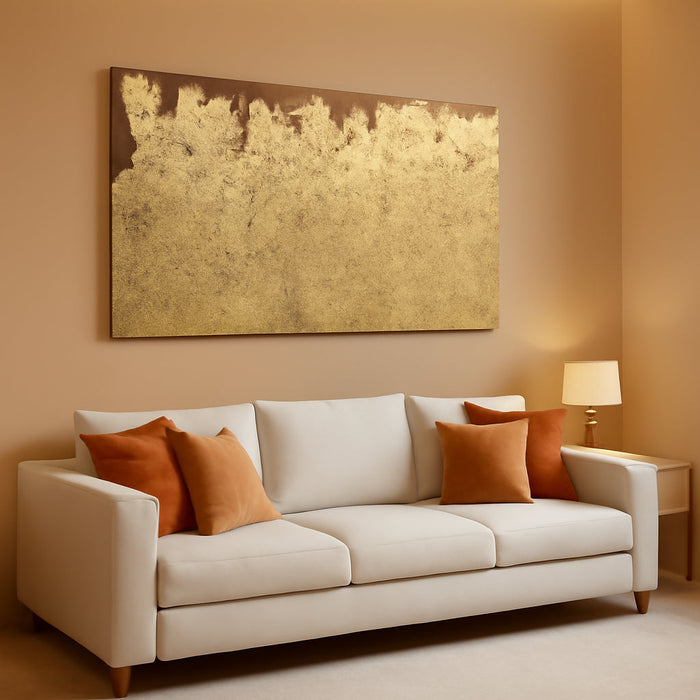 Modern Canvas Wall Art Wall Decorations for Bedroom Floral Wall Painting 24"X48" Gold Foil Hand Painted Pictures for Kitchen