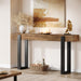 63-Inch Long Console Table, Solid Wood Sofa Table behind the Couch with Metal Support, Farmhouse Entryway Furniture for Entrance, Hallway, Living Room, Rustic Brown & Black