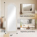 71"X32" Arched Mirror Full Length, Full Body Freely Standing Mirror, Flannel Floor Mirror with Stand for Bedroom, Living Room, Hanging or against the Wall, White