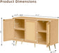 Buffet Cabinet with Set of 2 Storage, Kitchen Storage with 3 Rattan Decorated Doors, Accent Cabinet Sideboard for Dining Room, Living Room, Entryway, Hallway, Natural