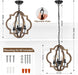 Wood Chandelier Farmhouse FourLight Rustic Brown 15In