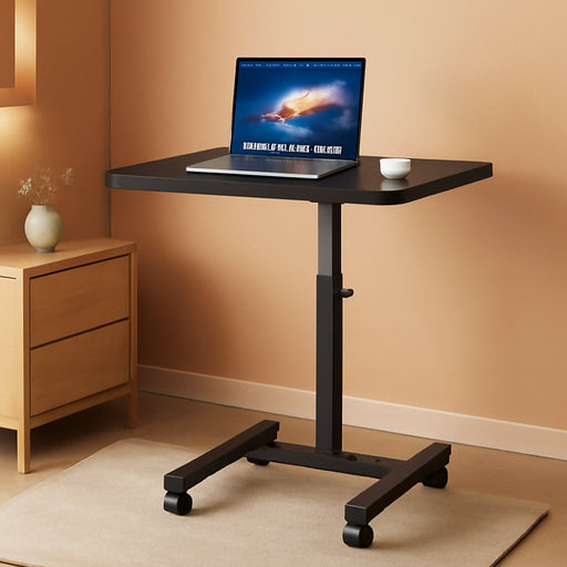 Height Adjustable Mobile Laptop Stand Desk Rolling Cart, Height Adjustable from 28'' to 33'', Black