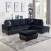 Lint&Pvc Sectional Sofa Couch Sectional Couch, L Shaped Sectional Sofa, Modern Living Room Furniture Sets, Dark Blue and Brown(No Ottoman)